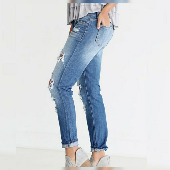 Light Blue Relaxed Boyfriend Distressed Jeans - Picture 2 of 8